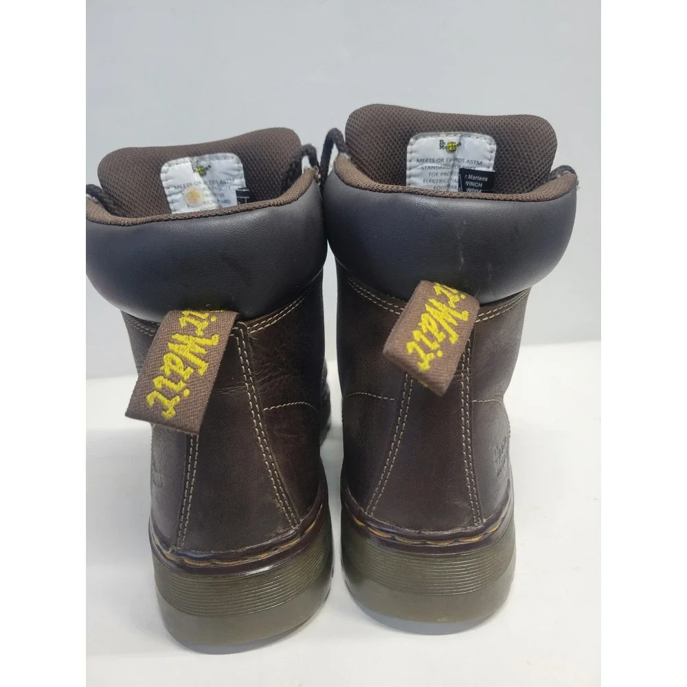 Dr Martens Industrial Work soft toe AirWair Boots‎ Brown Leather Lace Up Size 9